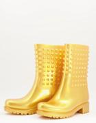 Asos Design Grateful Studded Wellie Boots In Gold