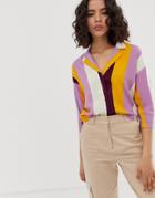 Native Youth Revere Collar Shirt In Bold Stripe - Multi