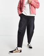 Asos Design Oversized Tapered Fit Chinos In Black With Pigment Spray Finish