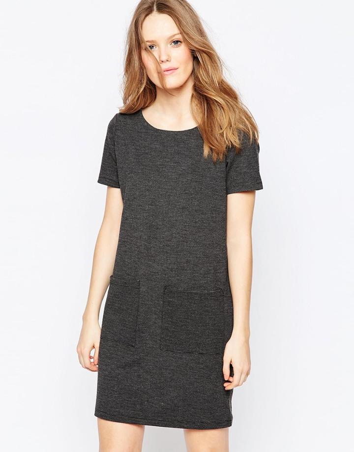 Vila Shift Dress With Front Pockets - Black