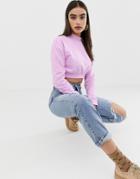 Asos Design Super Crop Sweatshirt In Lilac-purple