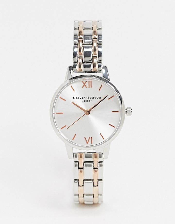 Olivia Burton Sunray Bracelet Watch In Silver And Rose Gold-multi