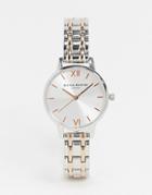 Olivia Burton Sunray Bracelet Watch In Silver And Rose Gold-multi