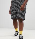The Simpsons X Asos Design Plus Swim Shorts With Bart Chalkboard Print - Black