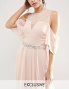 True Decadence Occasion Beaded Belt With Flower Detail - Silver