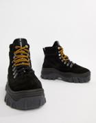 Bronx Black Suede Chunky Hightop Sneakers - Black