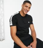 Le Breve Tall Lounge Set T-shirt In Black With White Tape
