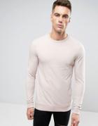 Asos Lightweight Muscle Sweatshirt In Light Pink - Pink