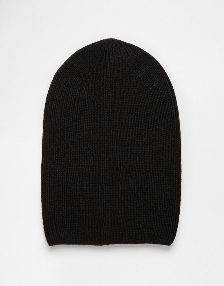 Asos Slouchy Beanie In Black - Black