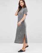 B.young Short Sleeve Knitted Bodycon Dress - Gray