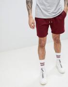 Boohooman Regular Fit Jersey Shorts In Burgundy - Red