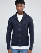 Only & Sons Shawl Neck Cardigan With Mix Yarn Detail - Navy