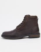 Silver Street Side Zip Lace-up Leather Boots In Brown