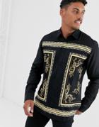 Only & Sons Baroque Patterned Shirt In Black