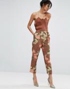 Asos Floral Print Asymmetric Tie Peg Pants - Multi