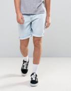 Asos Denim Shorts In Slim Bleach Wash - Blue