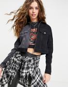 Topshop Color Block Denim Jacket-black