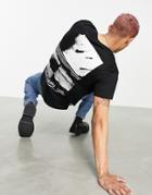 Bershka T-shirt With Utopia Back Print In Black-white