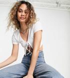 Daisy Street Short Sleeve Tie Front Top-white