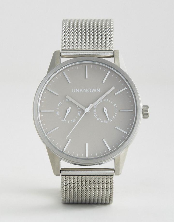 Unknown Stone Dial Chronograph Mesh Watch In Silver - Silver