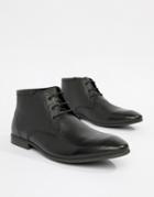 Asos Design Chukka Boots In Black Leather - Black