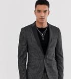 Heart & Dagger Skinny Fit Suit Jacket In Stripe - Black