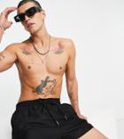 Reclaimed Vintage Inspired Shorter Length Swim Short In Black - Black