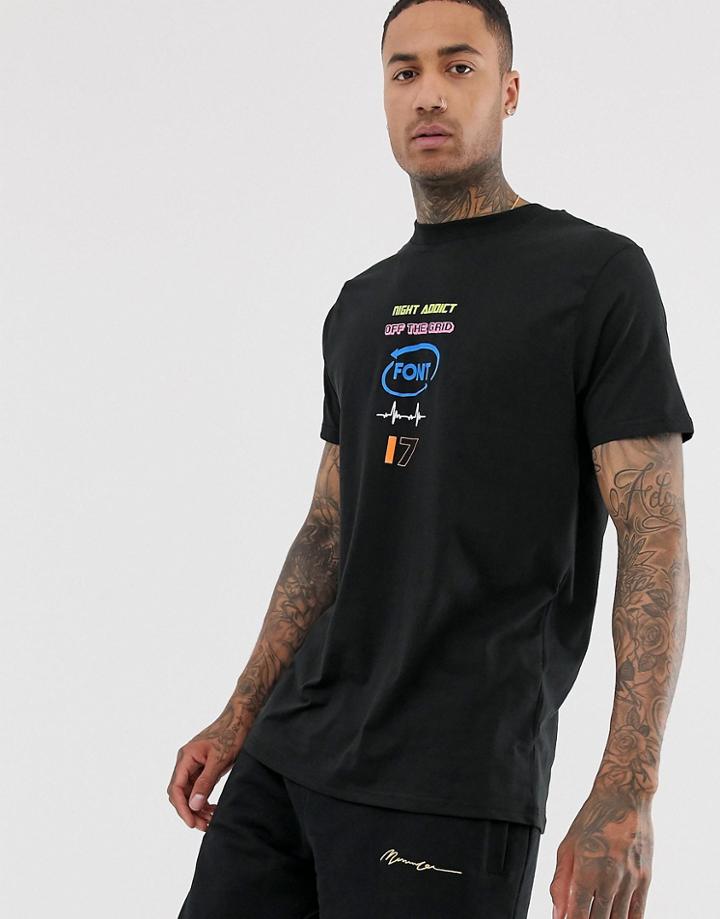 Night Addict Dakota Print Oversized T-shirt-black