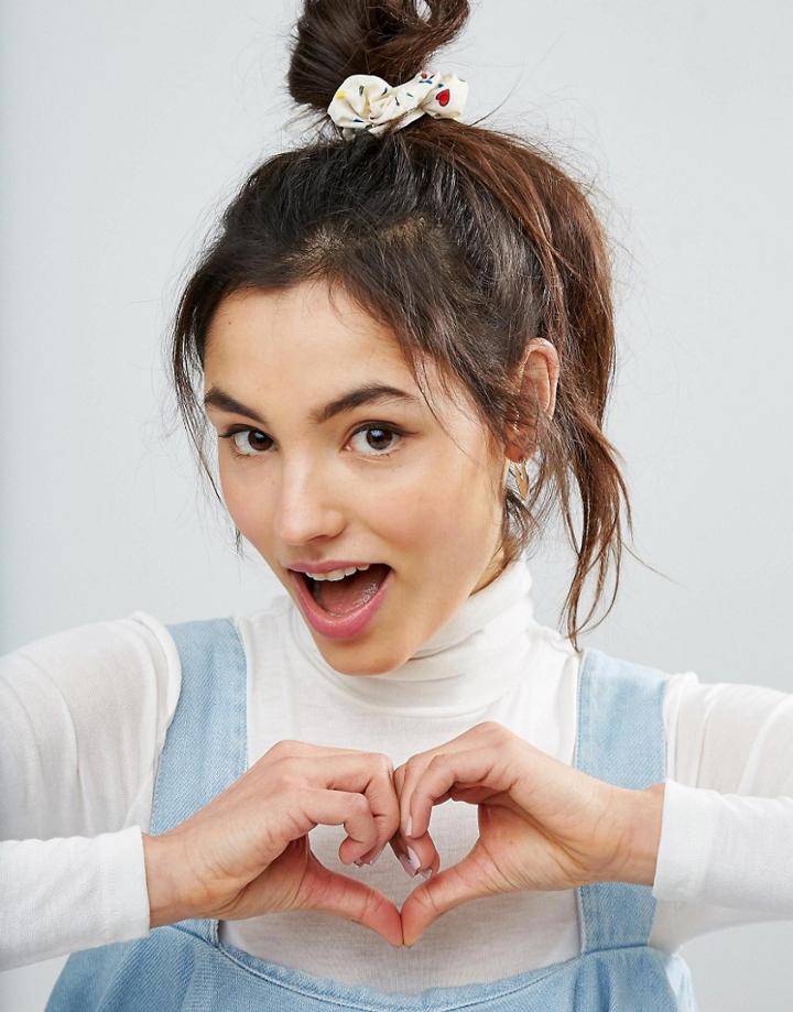 Asos Heart Print Hair Scrunchie - Multi