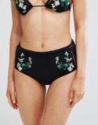 Missguided Embroidered Bikini Bottom - Multi