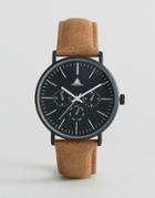 Asos Watch With Distressed Leather Strap - Brown
