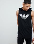 Emporio Armani Longline Hooded Me Ic Logo Tank In Black - Black