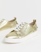 Asos Design Durban Pointed Lace Up Sneakers - Gold