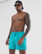 Asos Design Swim Short In Green Teal Short Length
