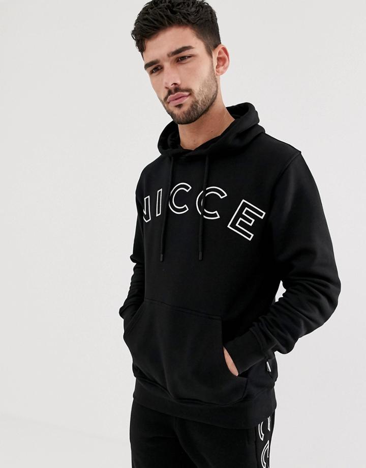 Nicce Hoodie With Large Logo In Black - Black