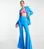 Asos Design Tall Jersey Super Flare Suit Pants In Electric Blue