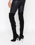 Truffle Collection Over The Knee Boot With Clear Heel - Black