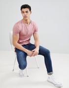 Asos Design Longline Muscle Fit T-shirt With Bound Curved Hem In Pink - Pink