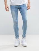 Asos Extreme Super Skinny Jeans With Abrasions Light Blue - Blue