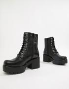 Vagabond Dioon Lace Up Chunky Leather Ankle Boots - Black