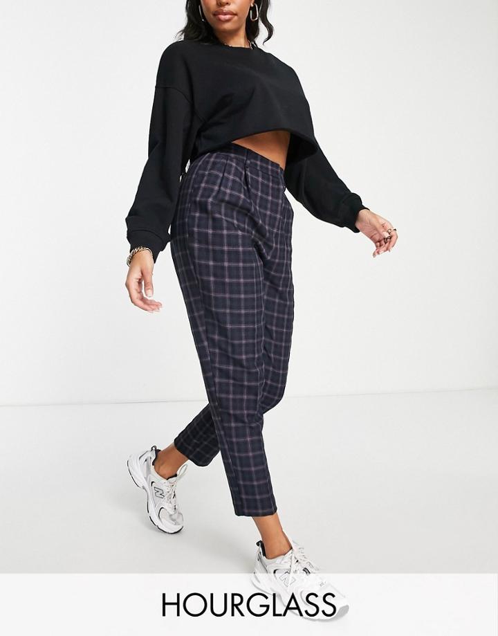 Asos Design Hourglass Smart Tapered Pant In Navy Check
