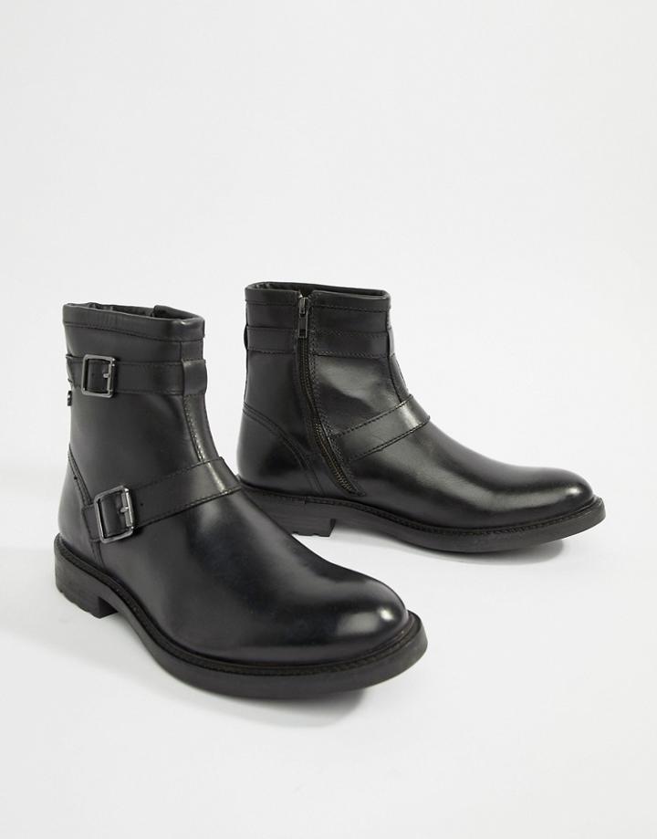 Base London Ortiz Biker Boots In Black - Black