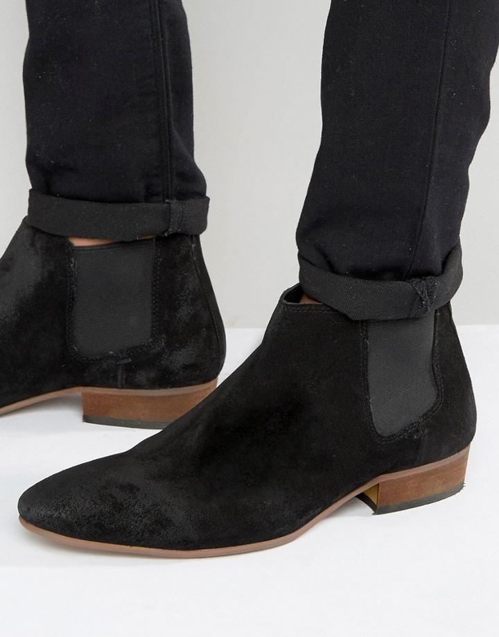 Kg By Kurt Geiger Ankle Chelsea Boots In Black Suede - Black