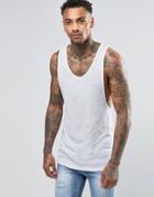 Asos Relaxed Sheer Slub Longline Tank In White - White