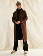 Asos Design Recyled Wool Look Overcoat In Brown
