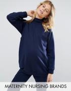 Bluebelle Maternity Nursing High Neck Lounge Sweatshirt - Navy