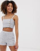 Pull & Bear Pacific Striped Crop Top Two-piece In Navy - Navy