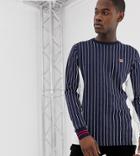 Fila Tall Eoghan Striped Long Sleeve T-shirt In Navy - Navy