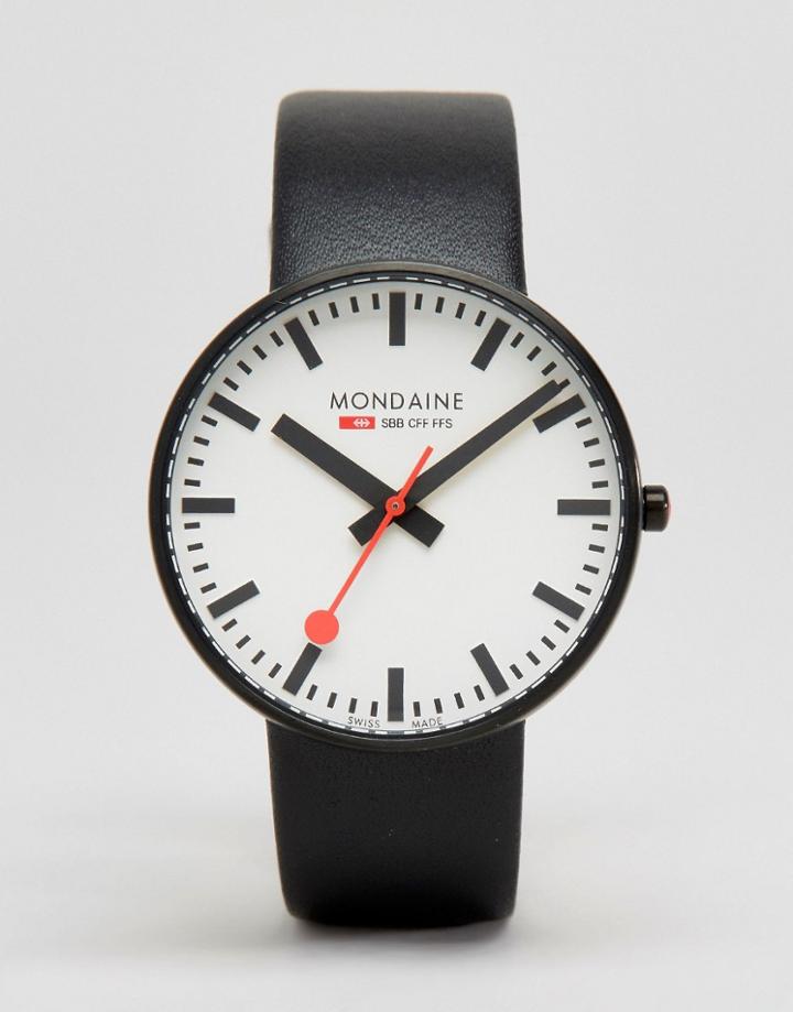 Mondaine Giant Watch In Black/black 42mm - Black
