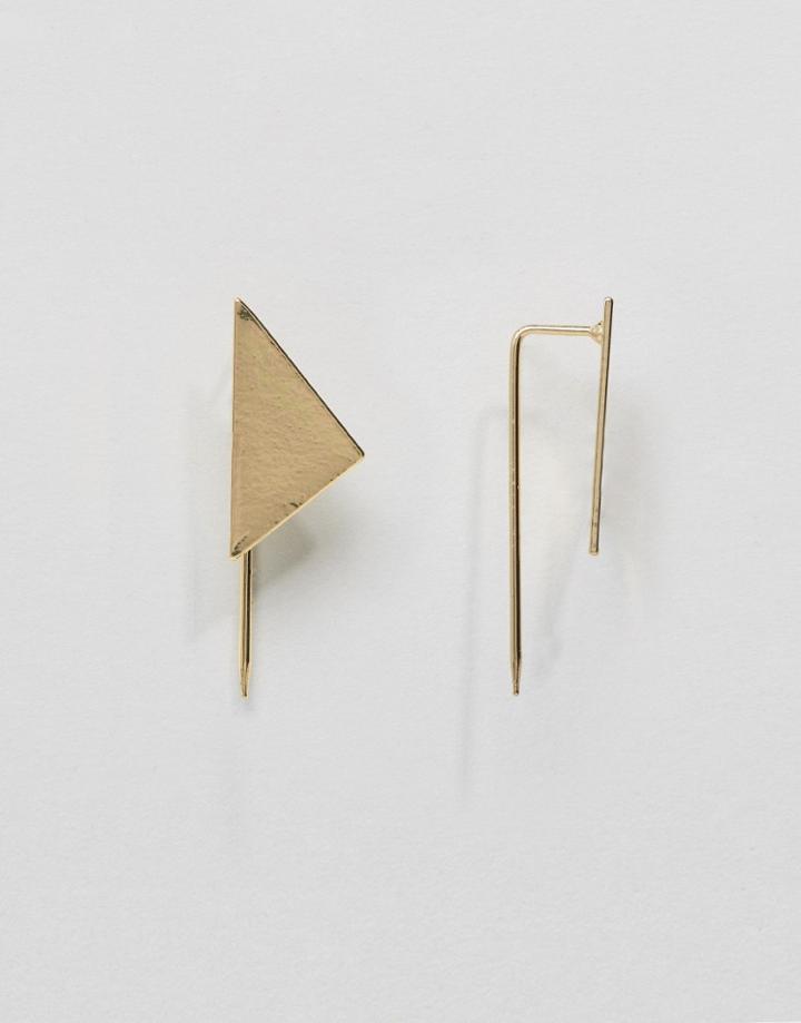 Designb Geo Drop Through Earrings - Gold